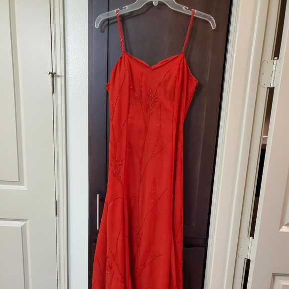 Riva Designs Dresses & Skirts - Long Red Beaded Dress